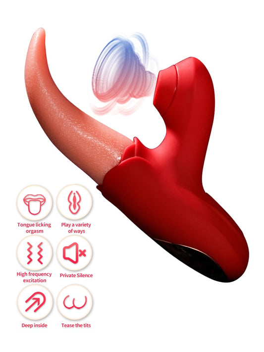 2 In 1 Lick Suck Vibrators For Women Licking Tongue Clitoris Stimulator G Spot Massager Vagina Sucking Female Orgasm Sex Toys