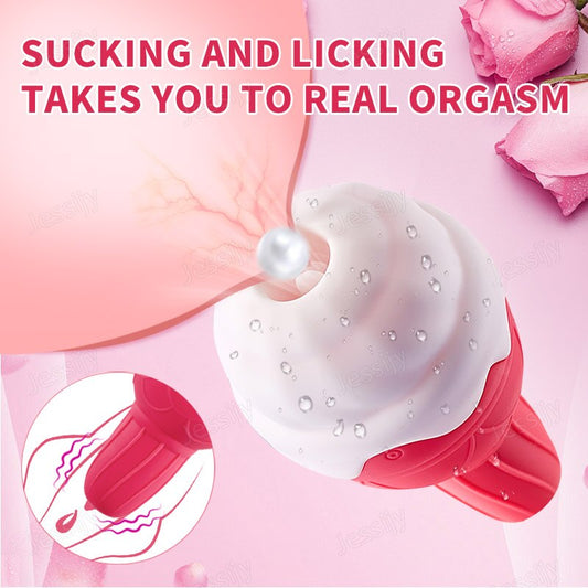 Female Icecream Tongue Oral Licking Vibrator Vagina Nipple Sucking G Spot Stimulate Adult Toys For Women