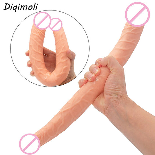 Overlength Double Dildos Soft Penis Realistic Phallus Double Penetration Vagina and Anus Dick Masturbator Sex Toys for Women