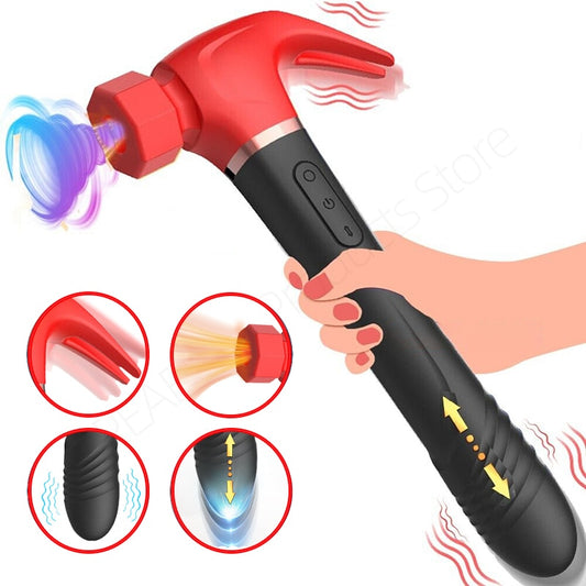 Hammer Vibrators Clit Sucking Nipple Stimulation Telescopic Dildo G-Spot Massage 7 Sucking Thrusting 10 Vibration Mode for Women