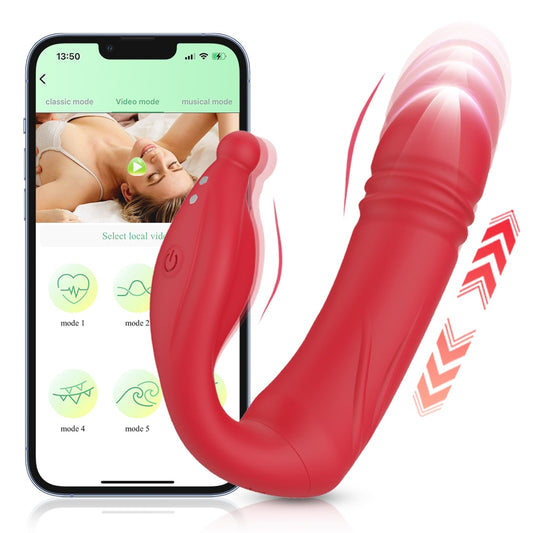 Wireless APP Control Vibrator Bluetooth Telescopic Vibrating Dildo Clitoral G Spot Vibration Massager Dildo Sex Toys for Women