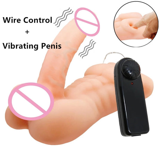 Realistic Sex Torso Man Doll With Vibrating Dildo Female Masturbation Vagina Clitoris Stimulator Vibrators For Women Adult Toys