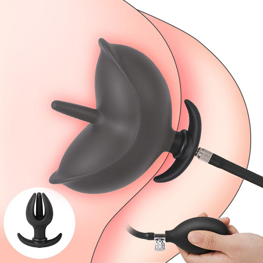 Flower Bud Inflatable Anal Plug Separate Dildo Pump Go Out Wearable Expandable Big Butt Plug Bdsm Dilator G Spot Sex Toy