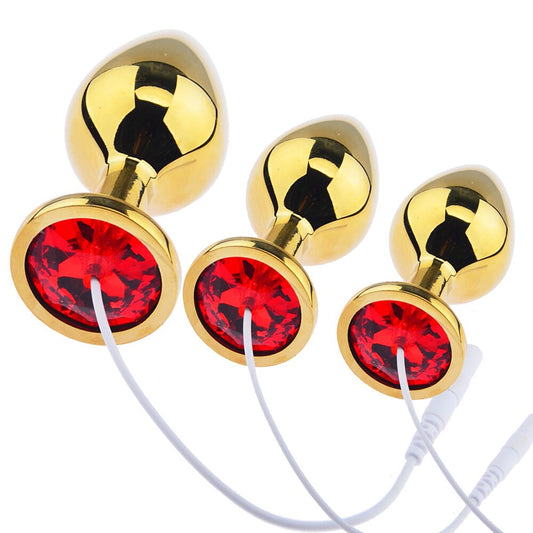 S/M/L Electro Shock Anal Vagina Plug Electric Pulse Round Shaped Metal ButtPlug Jump Egg Clit Stimulate Prostate Massage Sex Toy
